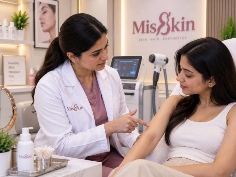 Dermatologist consultation for laser hair removal preparation at Misskin Bangalore