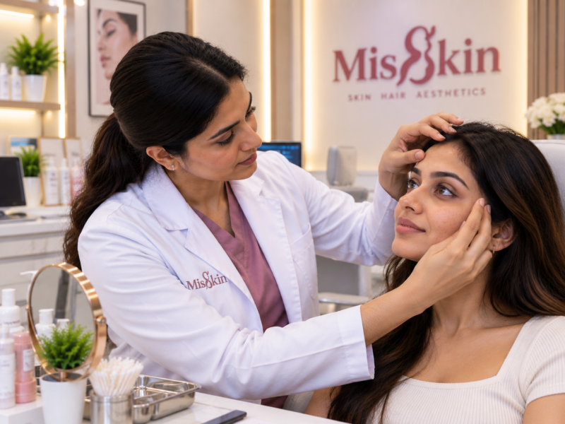 Dermatologist consulting a woman about Botox treatment at Misskin Bangalore