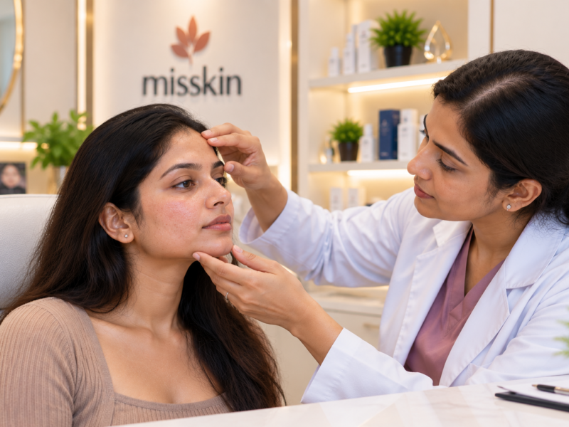 Indian woman consulting a dermatologist about a damaged skin barrier at Misskin Bangalore